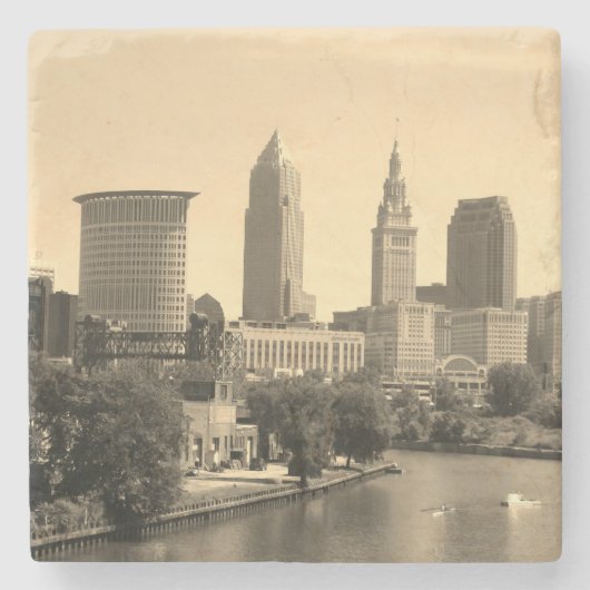 CLE Riverview Skyline Stenen Onderzetter (Voorkant)