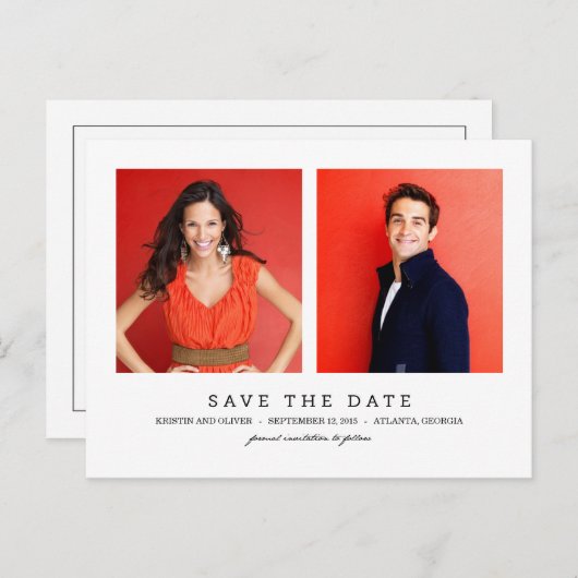 CLEAN 2 foto's Sla het datum Briefkaart op (Voorkant / Achterkant)