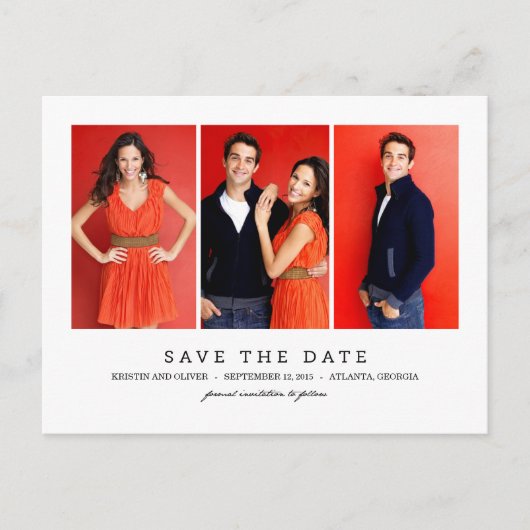 CLEAN 3 foto's Sla het datum Briefkaart op (Voorkant)