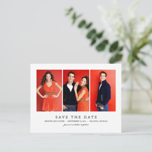 CLEAN 3 foto's Sla het datum Briefkaart op (Staand voorkant)