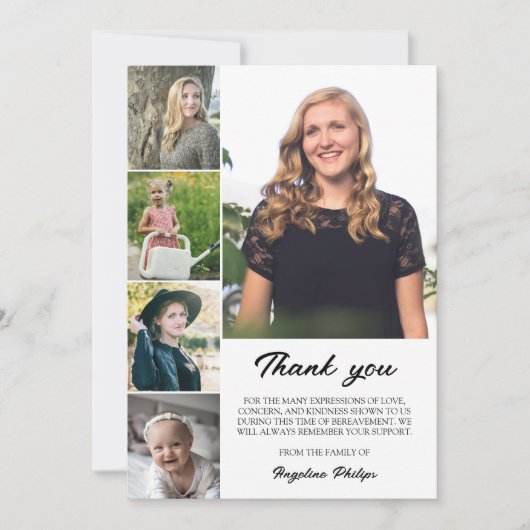 Clean 5 Fotocollage Bereavement Dank u Bedankkaart (Voorkant)