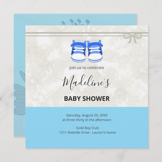 Clean Baby Shower Invitation – Customizable  Save The Date (Voorkant / Achterkant)