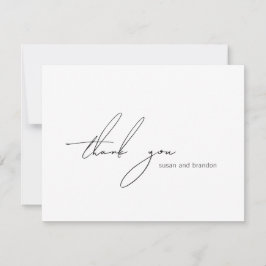 Clean Black and White Modern Wedding Bedankkaart