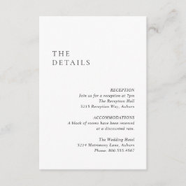 Clean Black and White Modern Wedding Informatiekaartje
