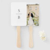 Clean Black and White Monogram Modern Wedding Handwaaier (Voorkant en achterkant)