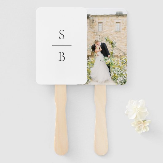 Clean Black and White Monogram Modern Wedding Handwaaier (Voorkant en achterkant)