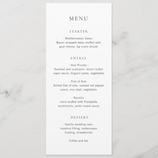 Clean Black and White Monogram Modern Wedding Menu (Voorkant)