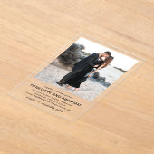 Clean Black and White Photo Modern Wedding Acryl Uitnodigingen (Laagn)