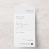 Clean Black and White QR Code Modern Wedding All In One Uitnodiging (Binnen)
