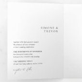 Clean Black and White QR Code Modern Wedding Drieluik Uitnodiging (Binnenzijde eerst)