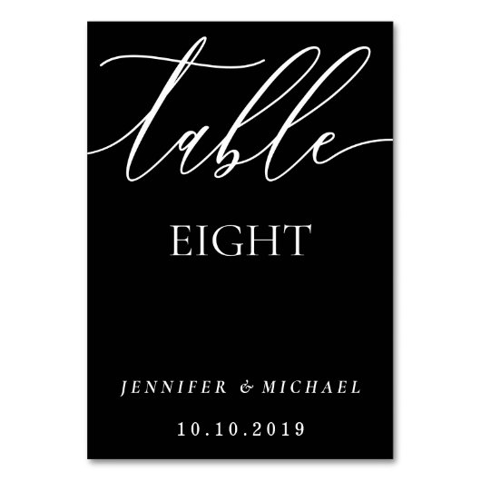 Clean Black Modern Minimalist Calligraphy Seat Kaart (Achterkant)