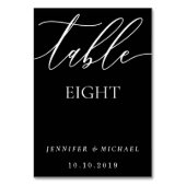 Clean Black Modern Minimalist Calligraphy Seat Kaart (Voorkant)