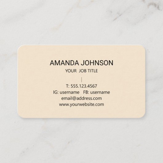 Clean Black Monogram Initial Script Champagne Visitekaartje (Achterkant)