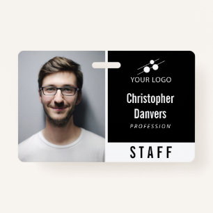 Clean Black White Employee ID Uw Logo toevoegen Badge