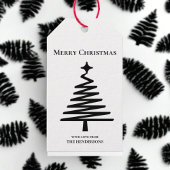Clean Black & White Kerstboom Vakantie Cadeaulabel