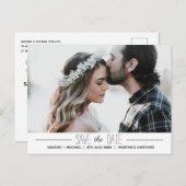 Clean Black White Minimal Typografie Aangepaste fo Aankondigingskaart (Voorkant / Achterkant)