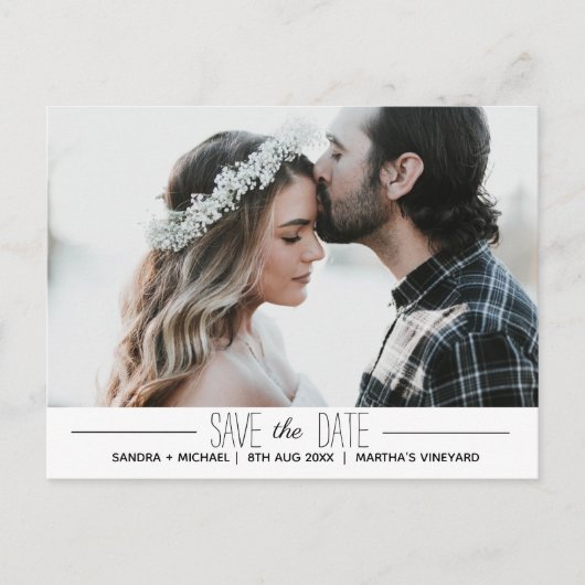 Clean Black White Minimal Typografie Aangepaste fo Aankondigingskaart (Voorkant)