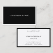 Clean Black & White Modern Elegant Sjabloon Visitekaartje (Voorkant / Achterkant)