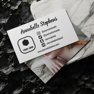 Clean Black White Social Media Icons Foto & Logo Visitekaartje