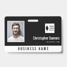 Clean Black White Voeg uw Logo Kantoor medewerker  Badge