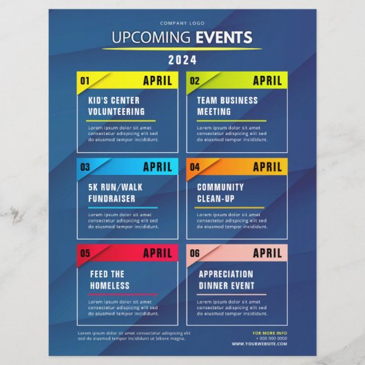 Clean Blue Aankomende Evenementen Planning Planner Flyer (Voorkant)