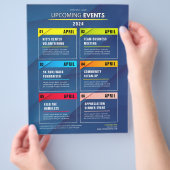 Clean Blue Aankomende Evenementen Planning Planner Flyer (Hand)