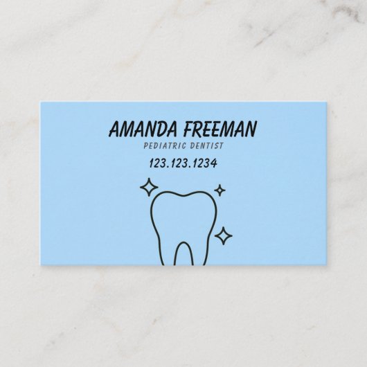 Clean Blue & Black Tooth Outline Kinder tandarts Afsprakenkaartje (Voorkant)