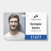 Clean Blue Employee ID Uw Logo toevoegen Badge (Voorzijde)