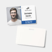 Clean Blue Employee ID Uw Logo toevoegen Badge (Voor- en achterkant)