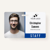 Clean Blue Employee ID Uw Logo toevoegen Badge (Voorkant)