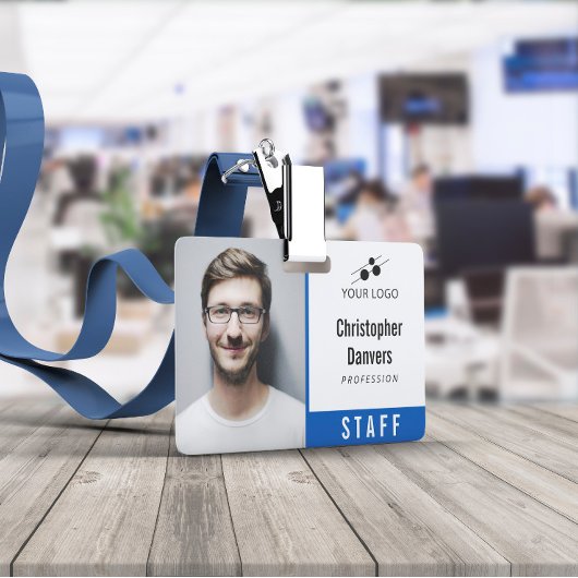 Clean Blue Employee ID Uw Logo toevoegen Badge