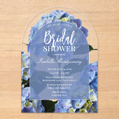Clean Blue Hydrangea Floral Bridal Shower Acryl Uitnodigingen (Voorkant)