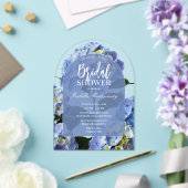 Clean Blue Hydrangea Floral Bridal Shower Acryl Uitnodigingen (Insitu (Huwelijk))