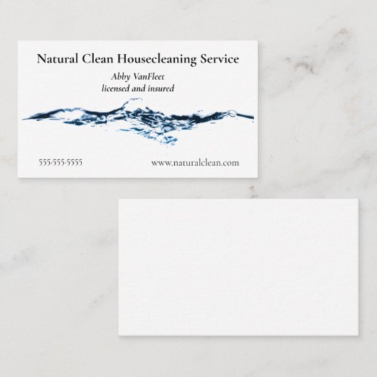 Clean Blue Water Splash Visitekaartje (Voorkant / Achterkant)