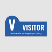 Clean Blue White Big V-bezoeker Naamplaatje (Voorkant)