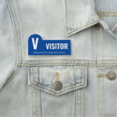 Clean Blue White Big V-bezoeker Naamplaatje (In situ)