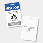 Clean Blue White Visitor 2 Logos Sjabloon Badge (Voor- en achterkant)