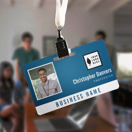 Clean Blue White Voeg je Logo Kantoor medewerker t Badge