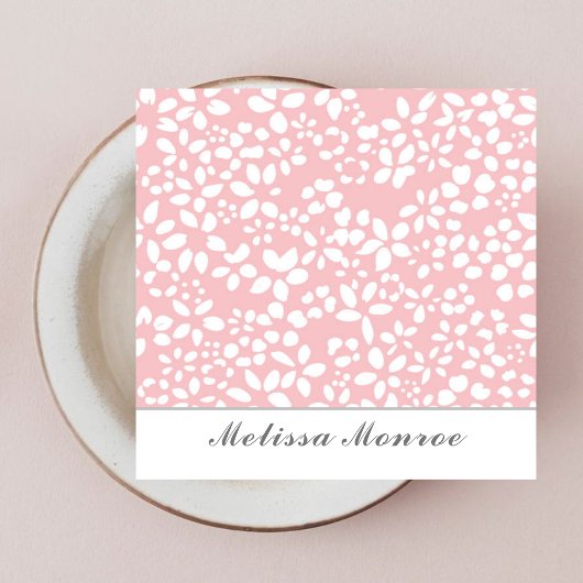 Clean Blush Pink Flowers Vrouwelijk Schattige Scri Vierkante Visitekaartje