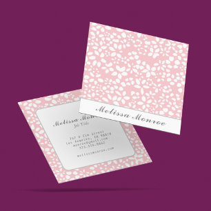 Clean Blush Pink Flowers Vrouwelijk Schattige Scri Vierkante Visitekaartje