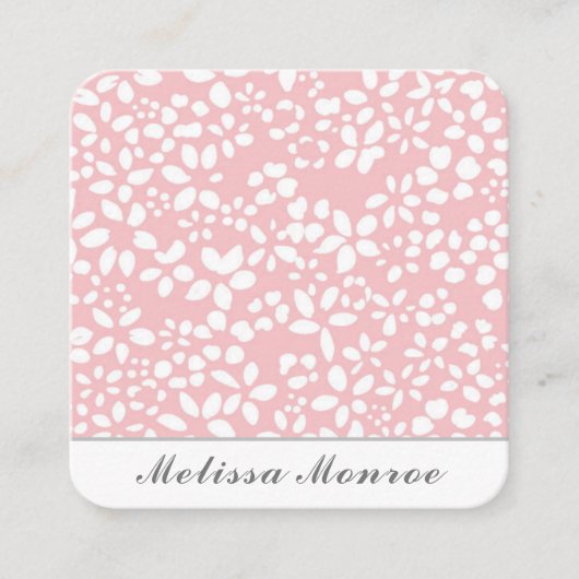 Clean Blush Pink Flowers Vrouwelijk Schattige Scri Vierkante Visitekaartje (Voorkant)