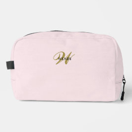 Clean Blush Pink Gold l Elegant Feminine Monogram Toilettasje