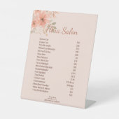 Clean Blush Pink Waterverf Flower Salon Service Reclamebord Met Voetstuk (Voorkant)