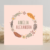 Clean Boho Abstract Vrouwelijk Blush Roze & Groen Vierkante Visitekaartje