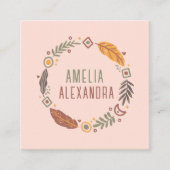 Clean Boho Abstract Vrouwelijk Blush Roze & Groen Vierkante Visitekaartje (Voorkant)