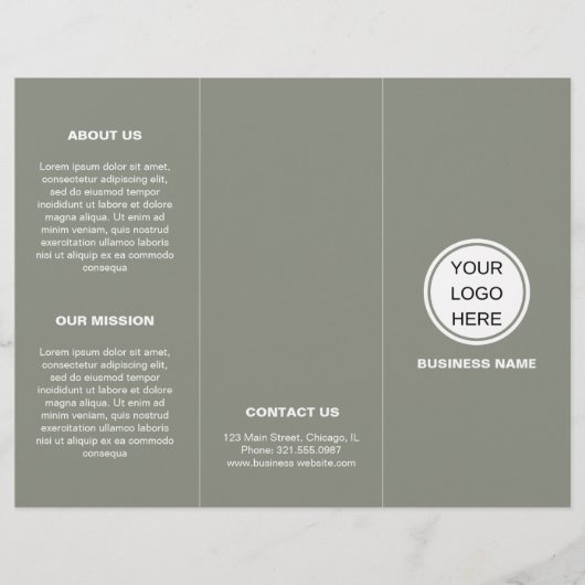 Clean Business Logo Sage Green Trifold Brochure (Voorkant)