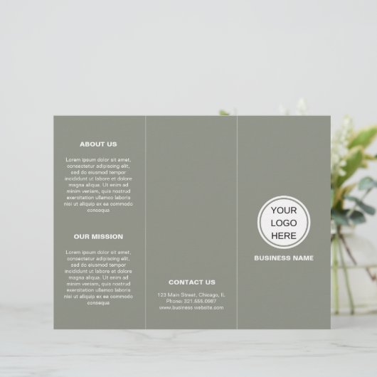 Clean Business Logo Sage Green Trifold Brochure (Staand voorkant)