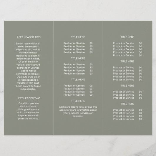 Clean Business Logo Sage Green Trifold Brochure (Achterkant)