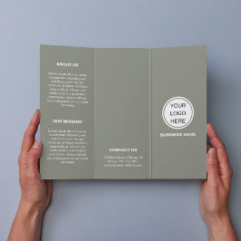 Clean Business Logo Sage Green Trifold Brochure