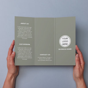 Clean Business Logo Sage Green Trifold Brochure